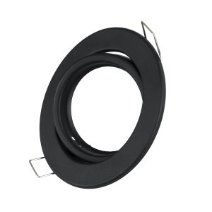 GLOBOSTAR® ORO 77815 Χωνευτή Κινούμενη Βάση για Σποτ MR16 με Ντουί GU10/GU5.3 IP20 - Μαύρο Ματ - Μ9.2 x Π9.2 x Υ2.8cm / Q7.6cm