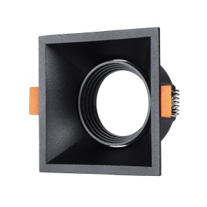 GLOBOSTAR® ALPHA 77833 Χωνευτή Κινούμενη Βάση για Σποτ MR16 με Ντουί GU10/GU5.3 IP20 - Μαύρο Ματ - Μ9 x Π9 x Υ4.5cm / Q8.3cm