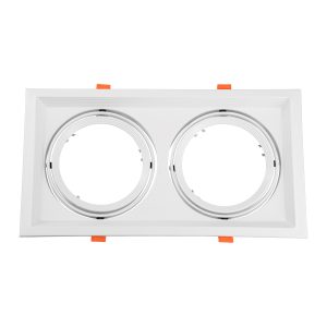 GLOBOSTAR® VITA 77854 Χωνευτή Κινούμενη Βάση για 2 x Σποτ AR111 για Ντουί GU10/GU5.3 IP20 - Λευκό - Μ33.5 x Π18 x Υ5.5cm / Q32.5 x 17cm