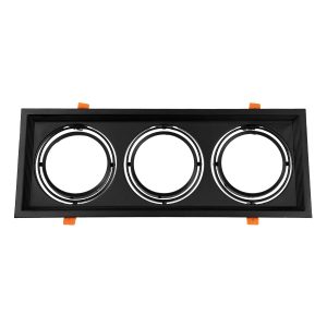 GLOBOSTAR® VITA 77857 Χωνευτή Κινούμενη Βάση για 3 x Σποτ AR111 για Ντουί GU10/GU5.3 IP20 - Μαύρο Ματ - Μ48.7 x Π18 x Υ5.5cm / Q47.5 x 17cm