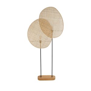 GLOBOSTAR® AZUL 02232 Boho Επιδαπέδιο Φωτιστικό με Ντουί 2 x E27 AC 220-240V IP20 - Μπεζ & Μαύρο - Μ90 x Π17 x Υ170cm