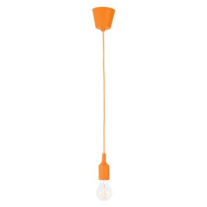GloboStar® CABLITO 61554 Μοντέρνο Κρεμαστό Φωτιστικό Ανάρτηση Μονόφωτο 1 x E27 IP20 Πορτοκαλί Σιλικόνη - Μ4 x Π4 x Υ110cm