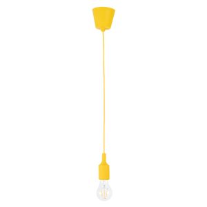 GloboStar® CABLITO 61555 Μοντέρνο Κρεμαστό Φωτιστικό Ανάρτηση Μονόφωτο 1 x E27 IP20 Κίτρινο Σιλικόνη - Μ4 x Π4 x Υ110cm