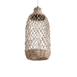 GLOBOSTAR® ECUADOR 02116 Boho Κρεμαστό Φωτιστικό Οροφής με Ντουί 1 x E27 AC 220-240V IP20 - Μπεζ - Μ23 x Π23 x Υ50cm