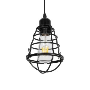 GLOBOSTAR® ALDO 999-0096 Vintage Κρεμαστό Φωτιστικό Οροφής με Ντουί 1 x E27 AC 220-240V IP20 - Μαύρο - Μ15 x Π15 x Υ24cm