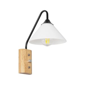 GLOBOSTAR® ALESSIA 999-0177 Μοντέρνο Φωτιστικό Τοίχου - Απλίκα με Ντουί 1 x E27 AC 220-240V IP20 - Μπεζ & Μαύρο - Μ18 x Π26 x Υ29cm