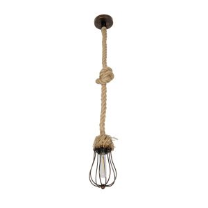 GLOBOSTAR® CAMBER 999-0200 Vintage Κρεμαστό Φωτιστικό Οροφής με Ντουί 1 x E27 AC 220-240V IP20 - Χάλκινο & Μπεζ - Μ12 x Π12 x Υ80cm