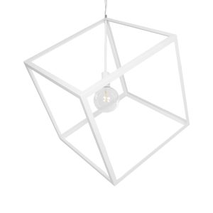 GLOBOSTAR® CUBE 999-0217 Μοντέρνο Κρεμαστό Φωτιστικό Οροφής με Ντουί 1 x E27 AC 220-240V IP20 - Λευκό - Μ70 x Π70 x Y87cm