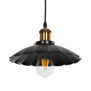 GLOBOSTAR® MARGI 999-0229 Vintage Κρεμαστό Φωτιστικό Οροφής με Ντουί 1 x E27 AC 220-240V IP20 - Μαύρο & Χρυσό - Μ26 x Π26 x Υ14cm