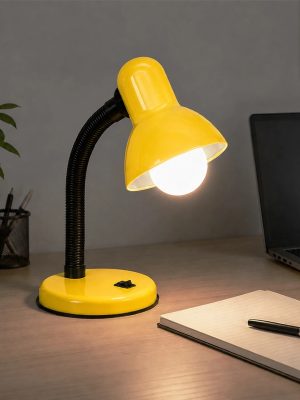 GLOBOSTAR® STUDENT GLB-102-0013 Μοντέρνο Επιτραπέζιο Φωτιστικό Πορτατίφ με Ντουί 1 x E27 AC 220-240V IP20 - Κίτρινο & Μαύρο - Μ14 x Π14 x Υ32cm