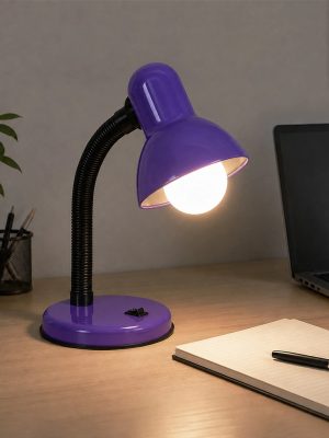 GLOBOSTAR® STUDENT GLB-102-0014 Μοντέρνο Επιτραπέζιο Φωτιστικό Πορτατίφ με Ντουί 1 x E27 AC 220-240V IP20 - Μωβ & Μαύρο - Μ14 x Π14 x Υ32cm