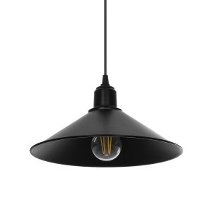 GloboStar® FERRO 203-0084 Μοντέρνο Κρεμαστό Φωτιστικό Καμπάνα Μονόφωτο 1 x E27 IP20 Μαύρο Πλαστικό - Μ30 x Π30 x Υ15cm