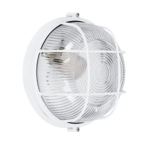 GLOBOSTAR® BOATLIGHT 61585 Vintage Φωτιστικό Καραβοχελώνα Τοίχου & Οροφής με Ντουί 1 x E27 AC 220-240V Αδιάβροχο IP65 - Λευκό Ματ - Μ17.5 x Π17.5 x Υ9cm