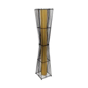 GLOBOSTAR® PALMA 02274 Boho Επιδαπέδιο Φωτιστικό με Ντουί 2 x E27 AC 220-240V IP20 - Μαύρο & Μπεζ - Μ25 x Π25 x Υ140cm