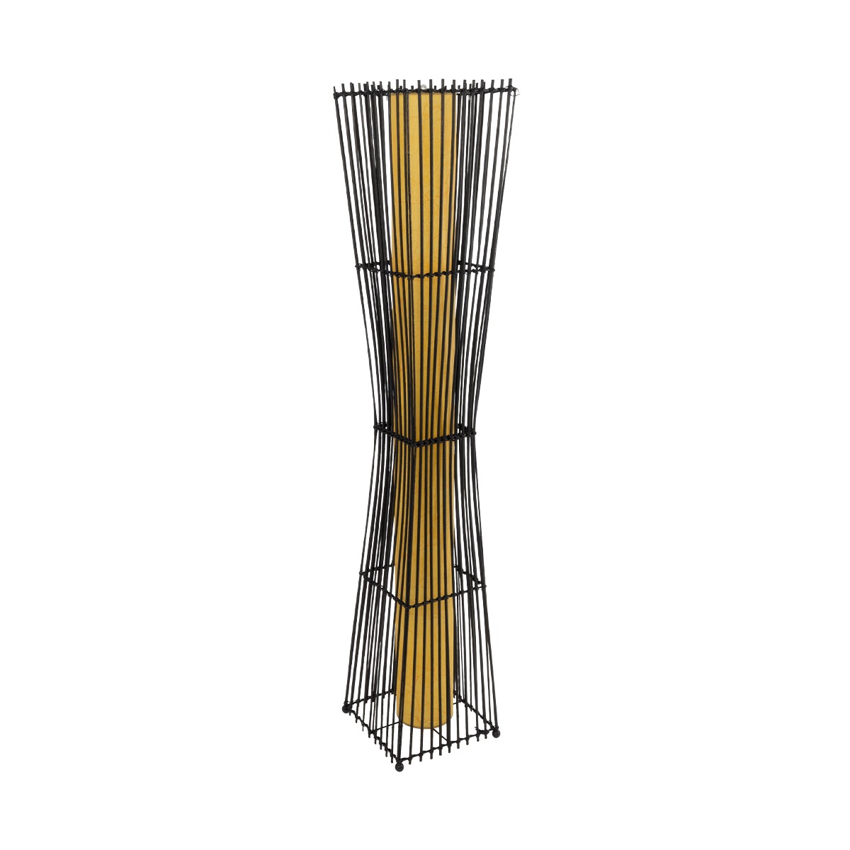 GLOBOSTAR® PALMA 02274 Boho Επιδαπέδιο Φωτιστικό με Ντουί 2 x E27 AC 220-240V IP20 - Μαύρο & Μπεζ - Μ25 x Π25 x Υ140cm