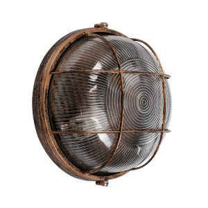GLOBOSTAR® BOATLIGHT 61590 Vintage Φωτιστικό Καραβοχελώνα Τοίχου & Οροφής με Ντουί 2 x E27 AC 220-240V Αδιάβροχο IP65 - Χάλκινο Παλαιωμένο Εφέ Σκουριάς Ματ - Μ24 x Π24 x Υ11cm