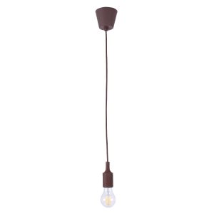 GloboStar® CABLITO 61561 Μοντέρνο Κρεμαστό Φωτιστικό Ανάρτηση Μονόφωτο 1 x E27 IP20 Καφέ Σιλικόνη - Μ4 x Π4 x Υ110cm