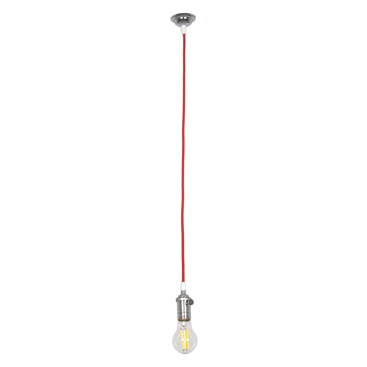 GLOBOSTAR® SUSPENS 115104 Vintage Κρεμαστό Φωτιστικό Οροφής με Ντουί 1 x E27 AC 220-240V IP20 - Ασημί & Κόκκινο - Μ6.7 x Π6.7 x Y94.3cm