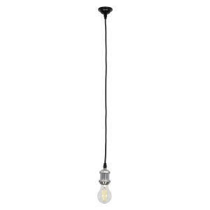 GLOBOSTAR® SUSPENS 115102 Vintage Κρεμαστό Φωτιστικό Οροφής με Ντουί 1 x E27 AC 220-240V IP20 - Ασημί & Μαύρο - Μ6.7 x Π6.7 x Y94.3cm