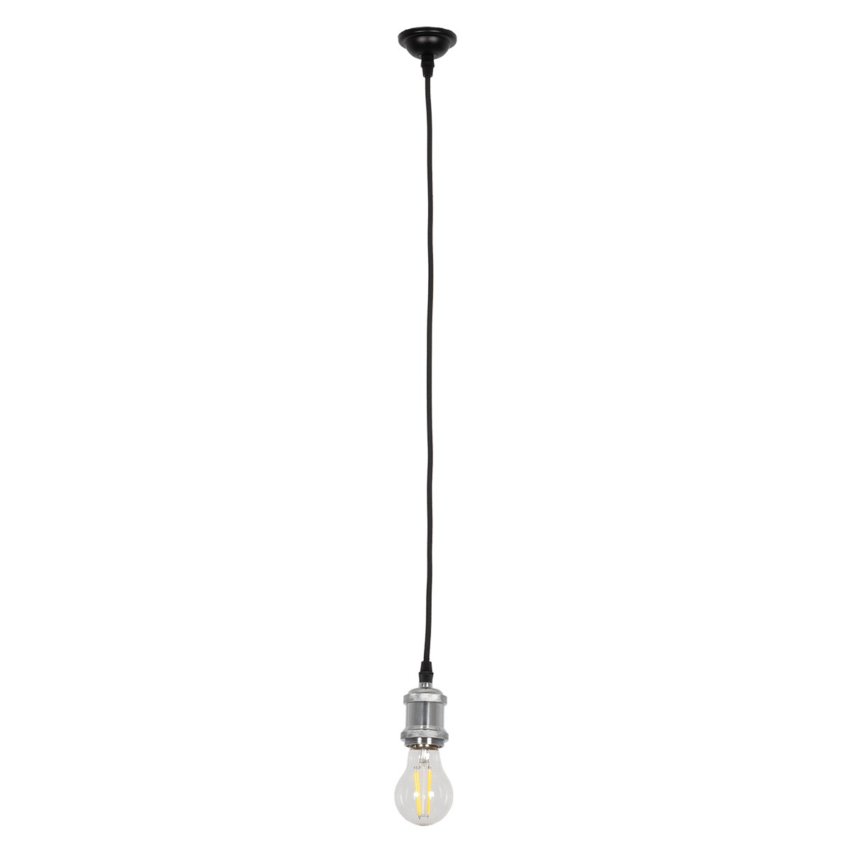 GLOBOSTAR® SUSPENS 115102 Vintage Κρεμαστό Φωτιστικό Οροφής με Ντουί 1 x E27 AC 220-240V IP20 - Ασημί & Μαύρο - Μ6.7 x Π6.7 x Y94.3cm