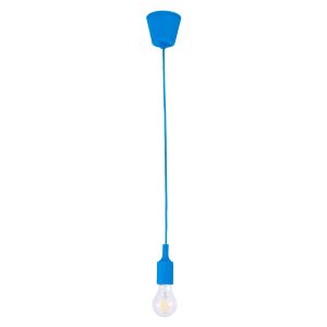 GloboStar® CABLITO 61558 Μοντέρνο Κρεμαστό Φωτιστικό Ανάρτηση Μονόφωτο 1 x E27 IP20 Μπλε Σιλικόνη - Μ4 x Π4 x Υ110cm