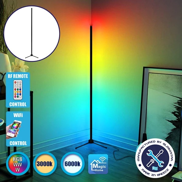 Μοντέρνο Minimal Επιδαπέδιο Μαύρο Φωτιστικό 200cm LED 40 Watt με Ασύρματο Χειριστήριο 2.4G RF, Λειτουργία μέσω WiFi APP & Dimmer RGBW+WW Πολύχρωμο - Ψυχρό - Ημέρας - Θερμό GloboStar ALIEN Design GLOBO-200-12 Μοντέρνο Minimal Επιδαπέδιο Μαύρο Φωτιστικό 200cm LED 40 Watt με Ασύρματο Χειριστήριο 2.4G RF