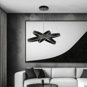 kelvo® VENOM KLV-101-0199-V2 Κρεμαστό Φωτιστικό Οροφής LED 120W 12000lm 120° AC 220-240V IP20 Ρυθμιζόμενο Λευκό CCT με Χειριστήριο από 2700K έως 6000K Dimmable - Lumileds SMD Chip - Μαύρο Ματ - Μ80 x Π80 x Υ80cm - 3 Χρόνια Εγγύηση